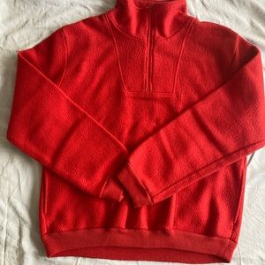 Red Nordic Fleece 1/4 zip up sweater, size M.